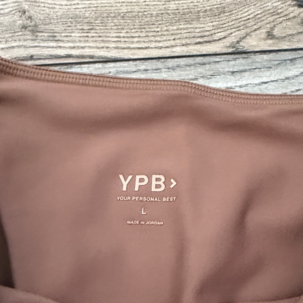 High-Waist Two-Tone Leggings and Crop Tank Set - Brown & Cream - Picture 6 of 7